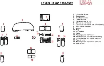 Lexus LS-400 1990-1992 Full Set, OEM Compliance, 18 Parts set Decor de carlinga su interior