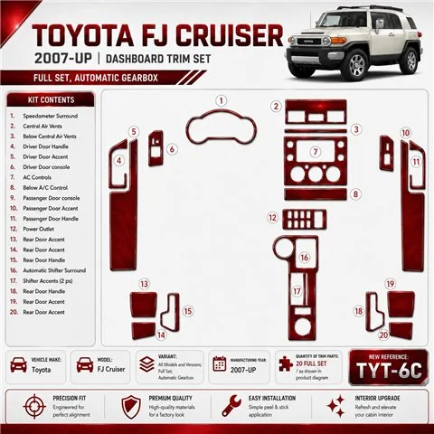 Toyota FJ Cruiser 2007-heden Full Set, Automatic Gear interieur dashboard decoratieset dashboard decor