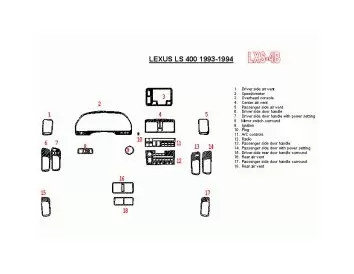 Lexus LS-400 1993-1994 Full Set, OEM Compliance, 13 Parts set Decor de carlinga su interior