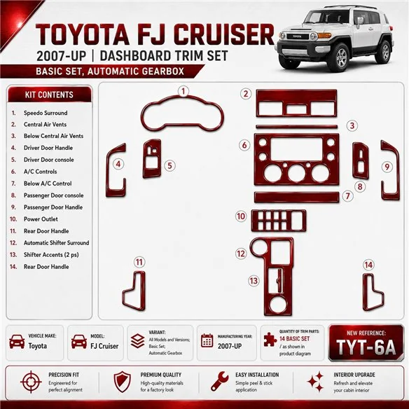 Toyota FJ Cruiser 2007-Actualidad juego básico, Automatic Gear kit de molduras interiores para salpicadero