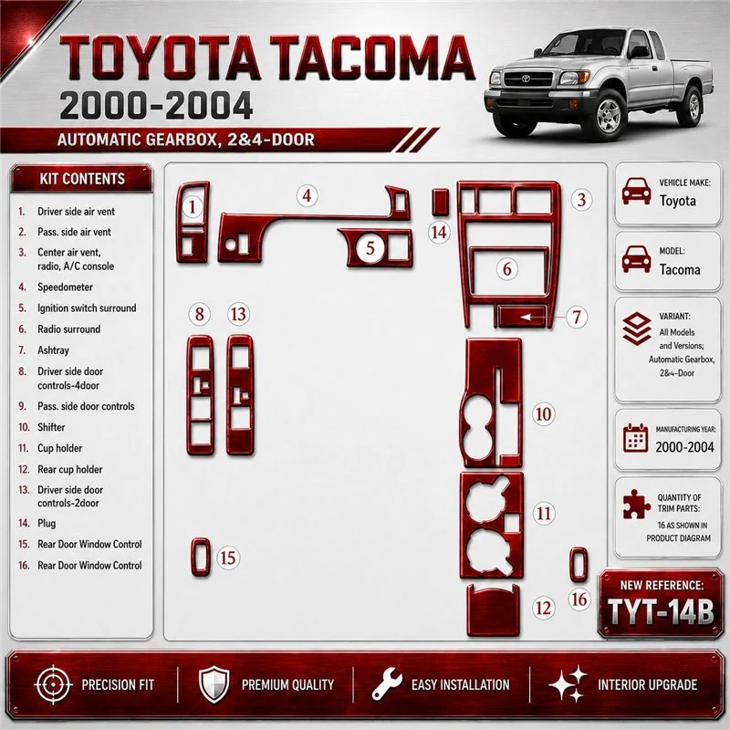 Toyota Tacoma 2000-2004 cambio automatico, 2&4-Door kit rivestimento cruscotto e interni 3D