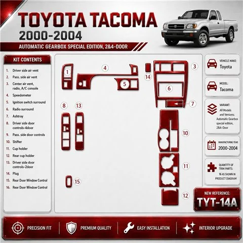 Toyota Tacoma 2000-2004 Automatic Gearbox special edition, 2&4 Doors Interior Dashboard Trim Kit Dash Trim Dekor