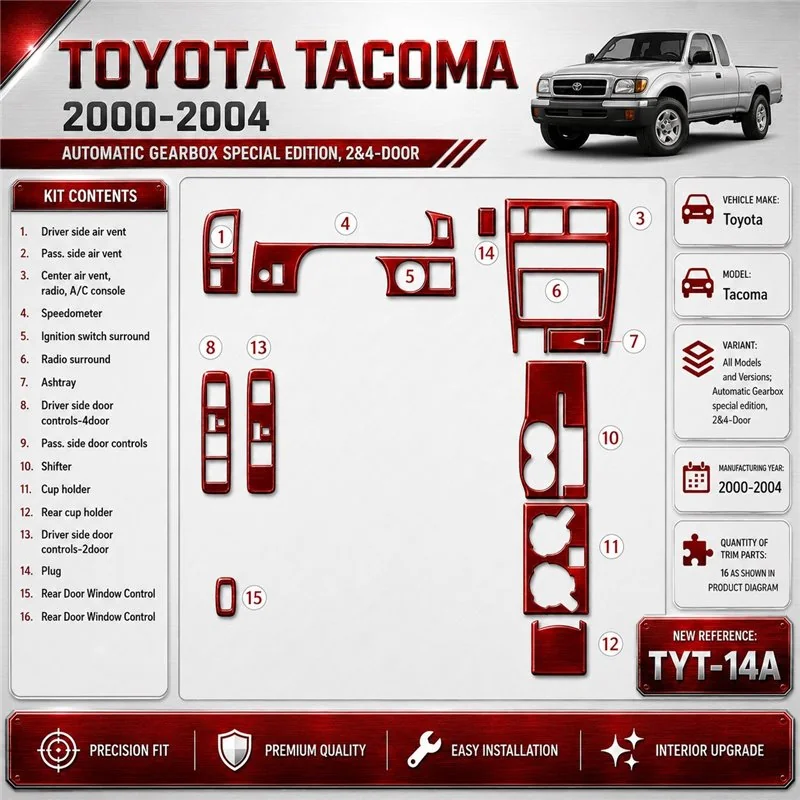 Toyota Tacoma 2000-2004 boîte automatique special edition, 2&4 portes kit décoration intérieure tableau de bord