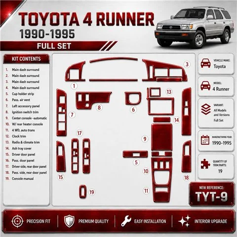 Toyota 4 Runner 1990-1995 3D Cockpit Dekor Interieurleisten Set 19-teilig