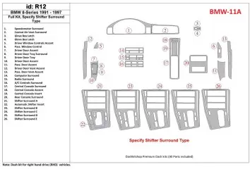 BMW 8 1991-1997 Full Set Interior BD Dash Trim Kit