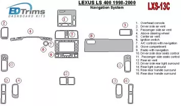 Lexus LS-400 1998-2000 Navigation system, OEM Compliance Interior BD Dash Trim Kit