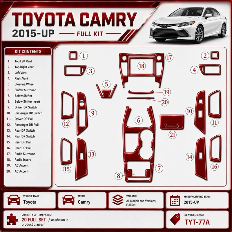 Toyota Camry 2015-heute 3D Cockpit Dekor Interieurleisten Set Full Set / as shown in product diagram-teilig