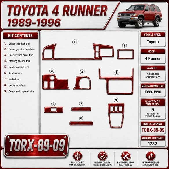 Toyota 4 Runner 1989-1996 3D interieur dashboard decoratieset dashboard decor 9-delen