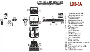 Lexus LX-470 1998-UP Without NAVI system, 22 Parts set OEM Compliance BD Interieur Dashboard Bekleding Volhouder