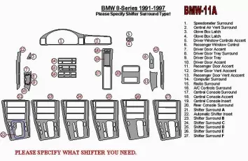 BMW 8 1991-1997 Full Set Decor de carlinga su interior