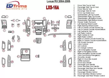 Lexus RX 2004-2005 Ensemble Complet BD Kit la décoration du tableau de bord - 1 - habillage decor de tableau de bord