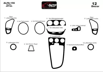 Alfa Romeo 156 10.1997 3D Decor de carlinga su interior del coche 12-Partes