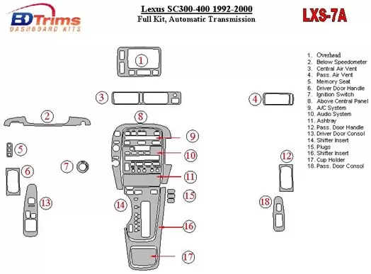 Lexus SC 1992-2000 Automatic Gear BD innenausstattung armaturendekor cockpit dekor - 1- Cockpit Dekor Innenraum