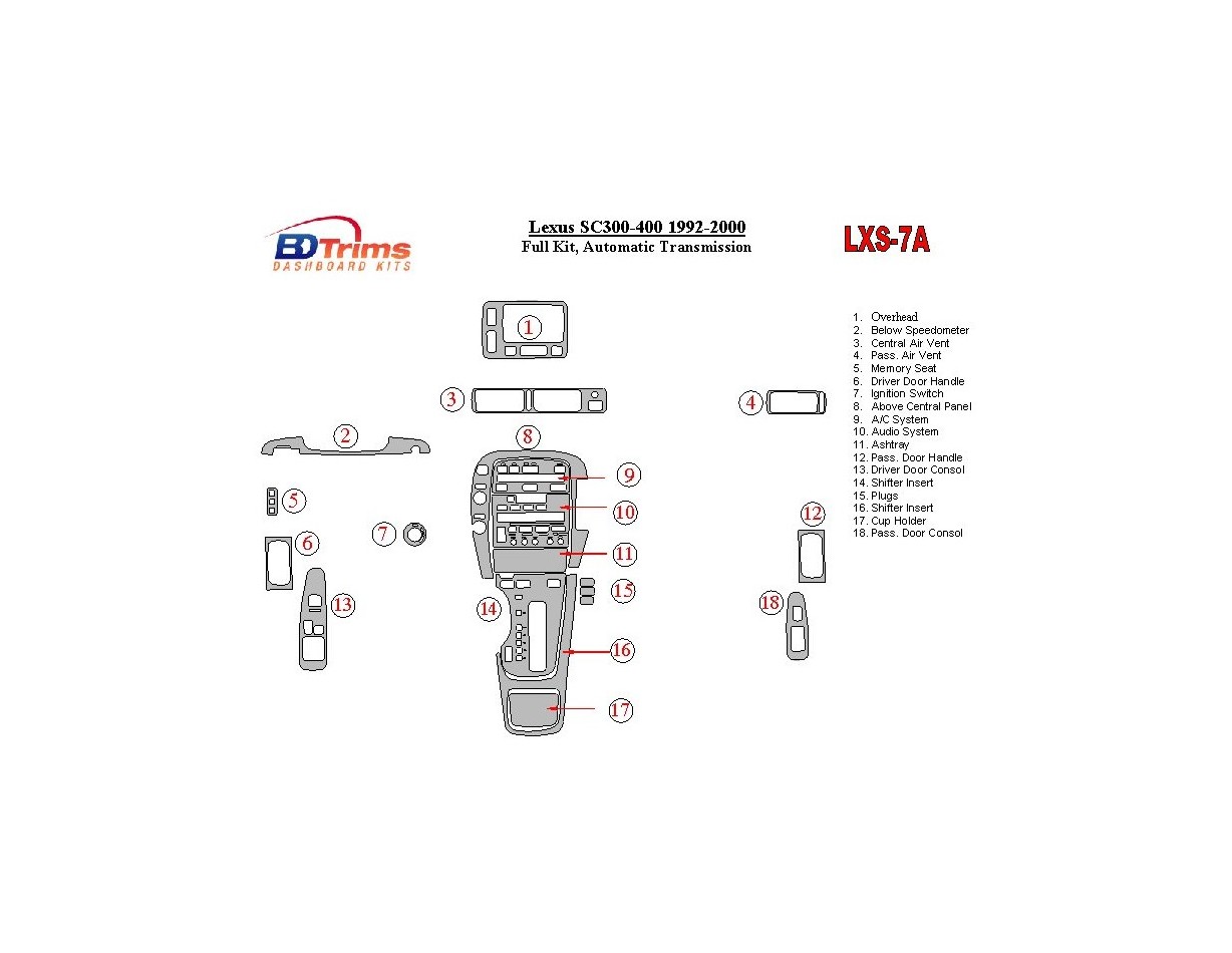 Lexus SC 1992-2000 Automatic Gear Interior BD Dash Trim Kit