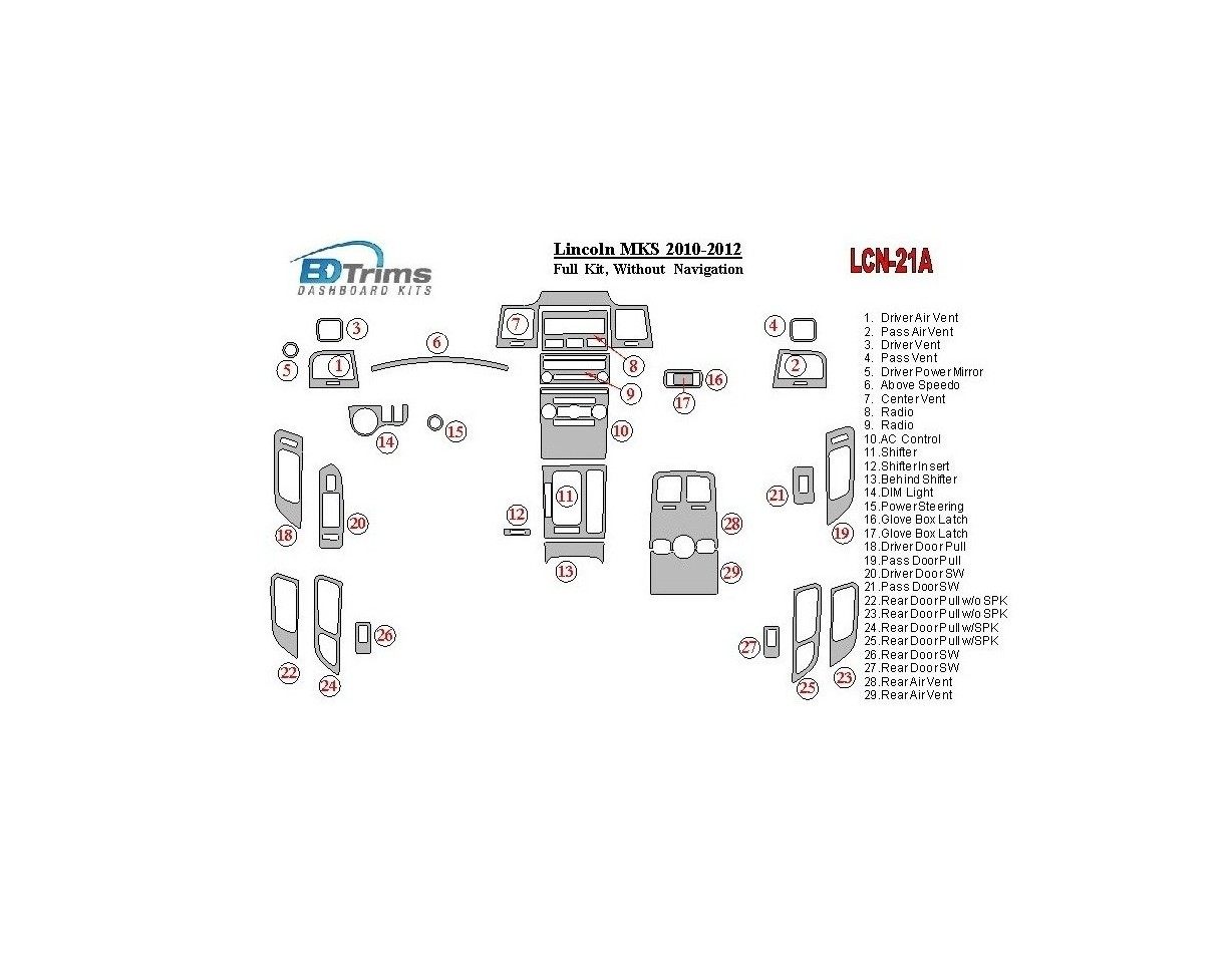 Lincoln MKS 2010-2012 Full Set, Without NAVI Decor de carlinga su interior