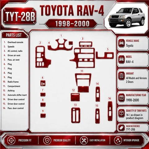 Toyota RAV-4 1998-2000 3D Cockpit Dekor Interieurleisten Set 16-teilig