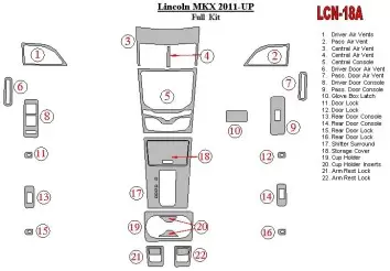 Lincoln MKX 2011-UP Full Set Interior BD Dash Trim Kit