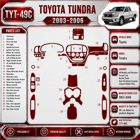 Toyota Tundra 2003-2006 Access Cab, Bucket Seats Interior Dashboard Trim Kit Dash Trim Dekor