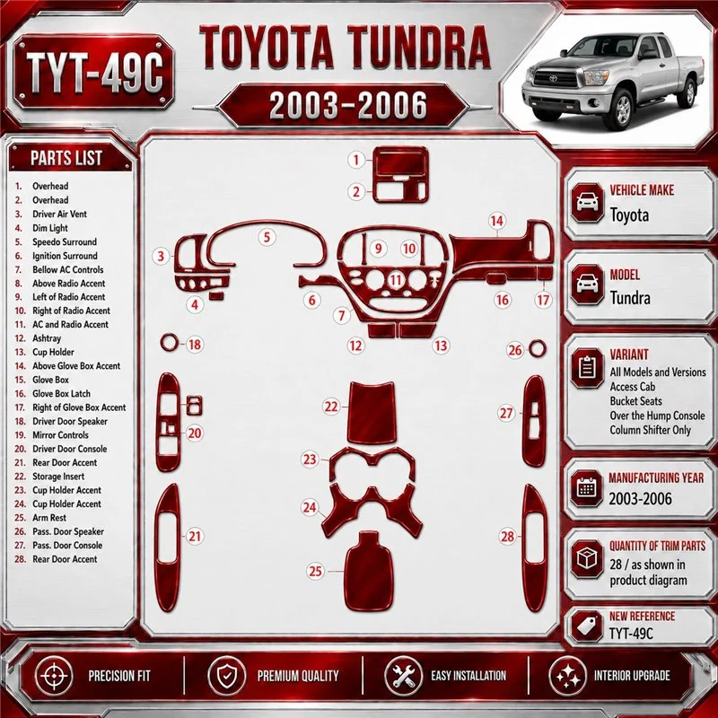 Toyota Tundra 2003-2006 Access Cab, Bucket Seats kit décoration intérieure tableau de bord