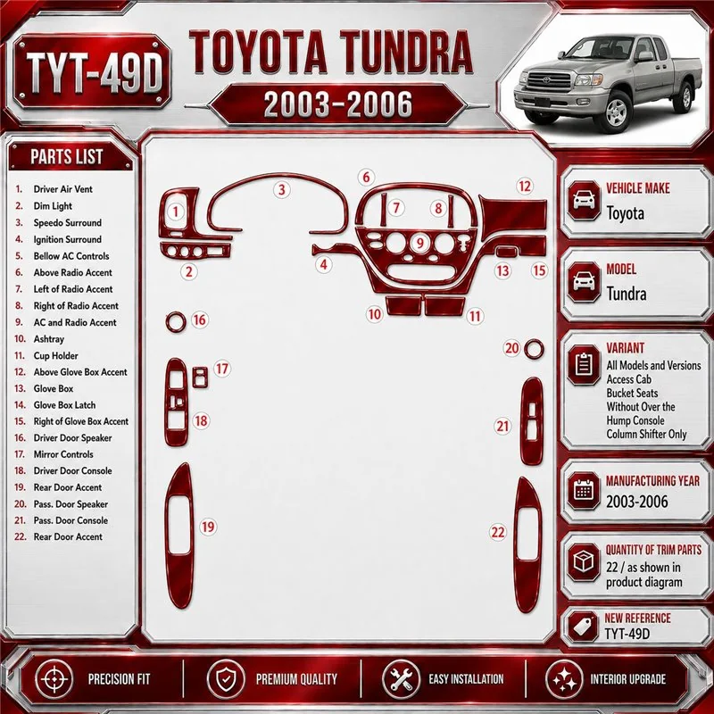Toyota Tundra 2003-2006 Interior Dashboard Trim Kit Dash Trim Dekor