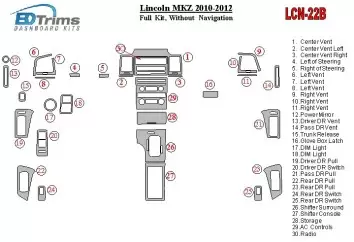 Lincoln MKZ 2010-2012 Ensemble Complet, Without NAVI BD Décoration de tableau de bord