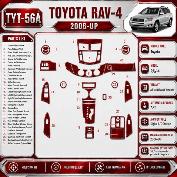 Toyota RAV-4 2006-Actualidad caja automática A/C Controls kit de molduras interiores para salpicadero