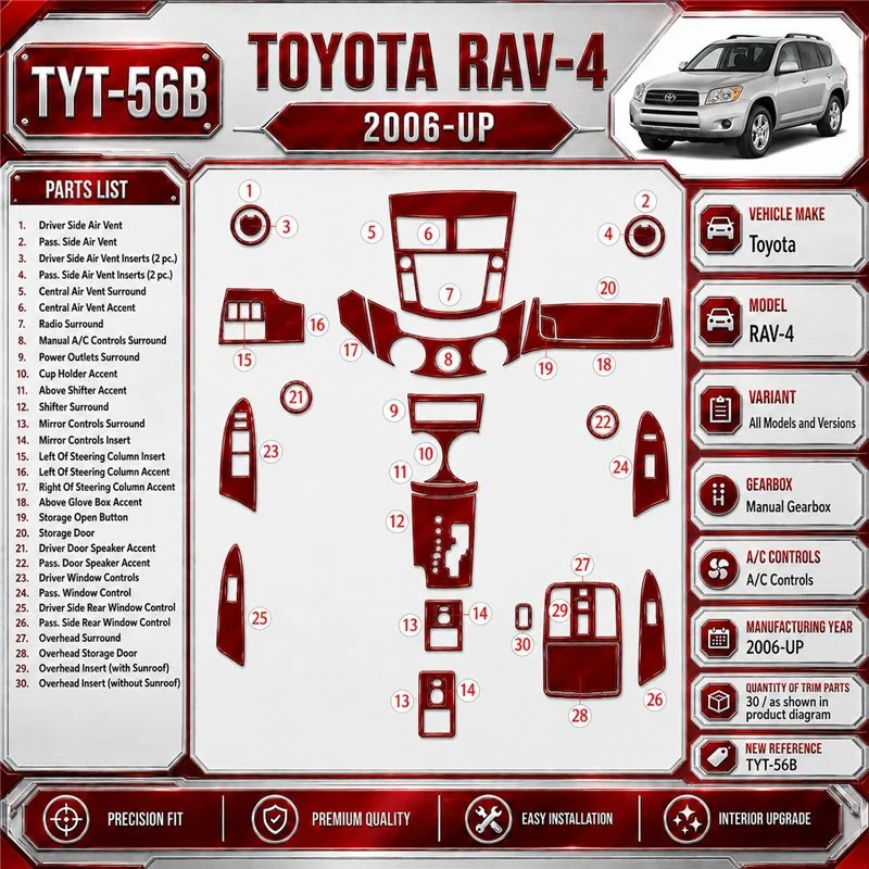 Toyota RAV-4 2006-heden Manual Gearbox A/C Controls interieur dashboard decoratieset dashboard decor