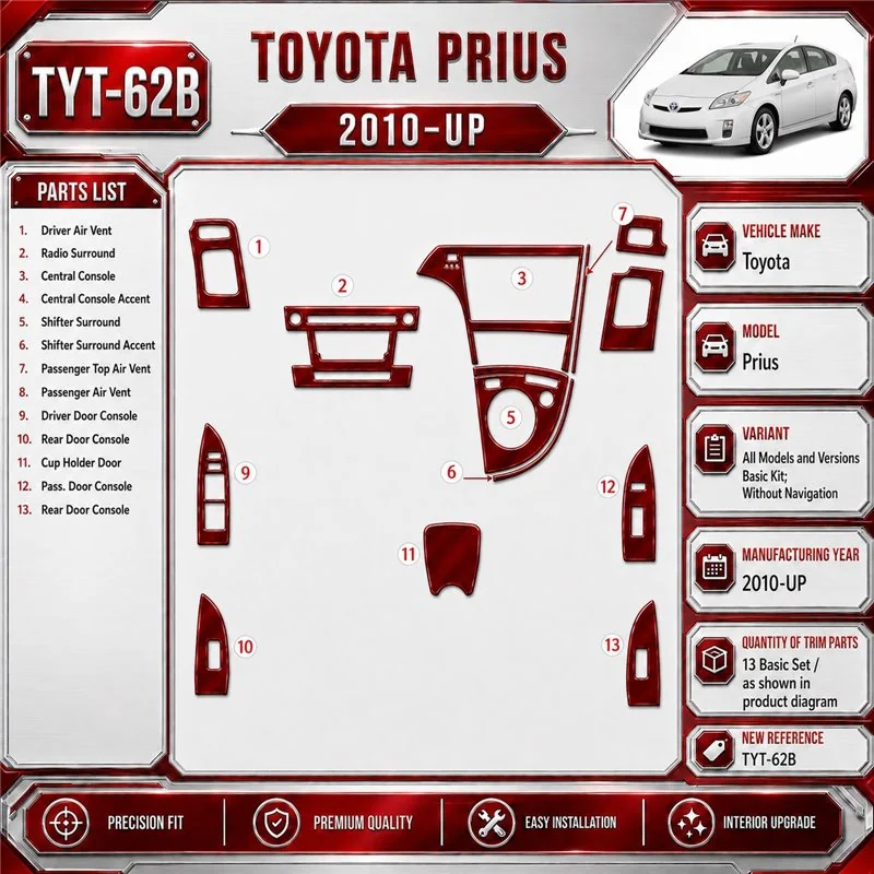 Toyota Prius 2010-heden Basic Set, Without NAVI interieur dashboard decoratieset dashboard decor