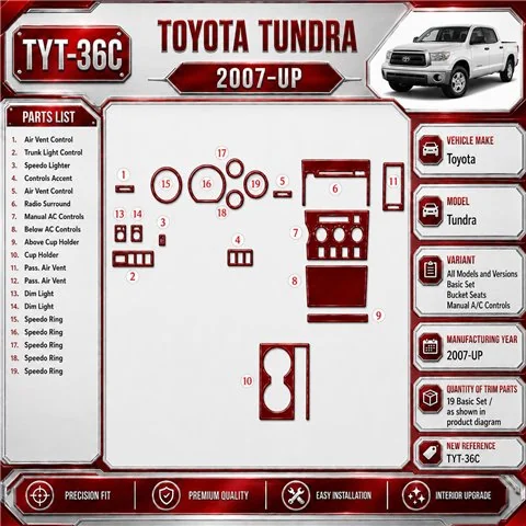 Toyota Tundra 2007-heute 3D Cockpit Dekor Interieurleisten Set Basic Set / as shown in product diagram-teilig