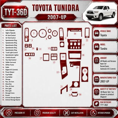 Toyota Tundra 2007-heute 3D Cockpit Dekor Interieurleisten Set Basic Set / as shown in product diagram-teilig