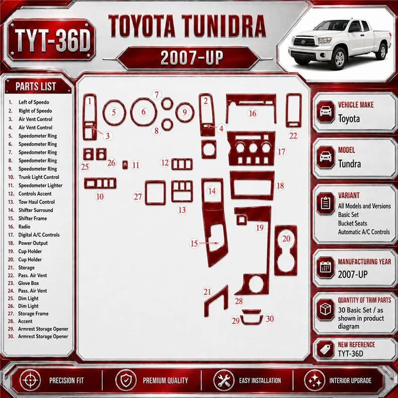 Toyota Tundra 2007 - à aujourd’hui kit de base, Bucket Seats, automatique AC Control kit décoration intérieure tableau de bord