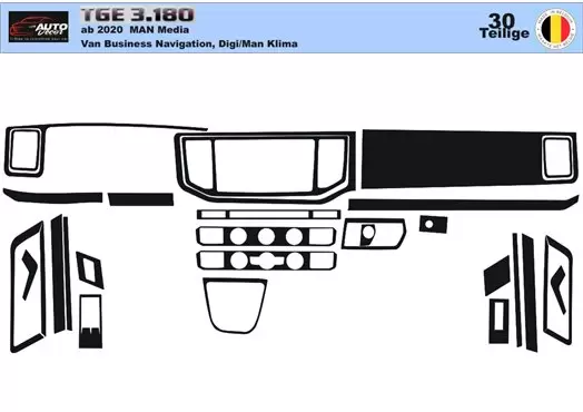 MAN TGE 2021 3D Interior Dashboard Trim Kit Dash Trim Dekor 29-Parts