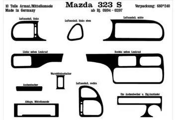 Mazda 323 S 1994 Kit la décoration du tableau de bord 10-Pièce - 2 - habillage decor de tableau de bord