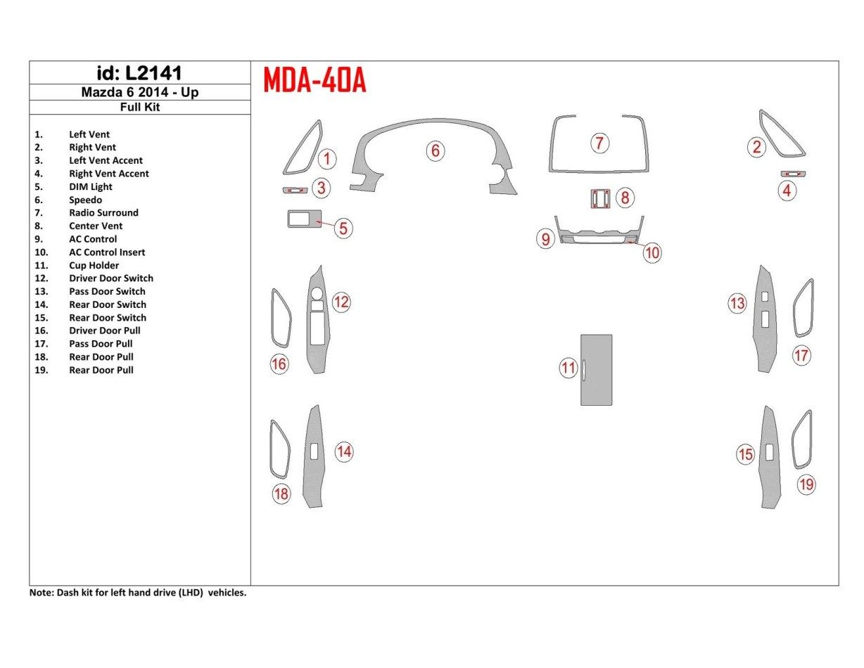 Mazda 6 2014-UP Full Set Interior BD Dash Trim Kit