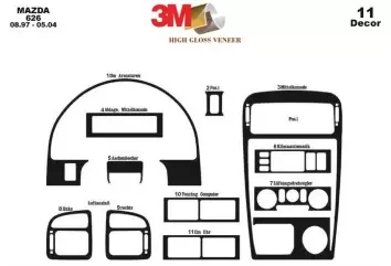 Mazda 626 08.97-05.04 3M 3D Interior Dashboard Trim Kit Dash Trim Dekor 11-Parts