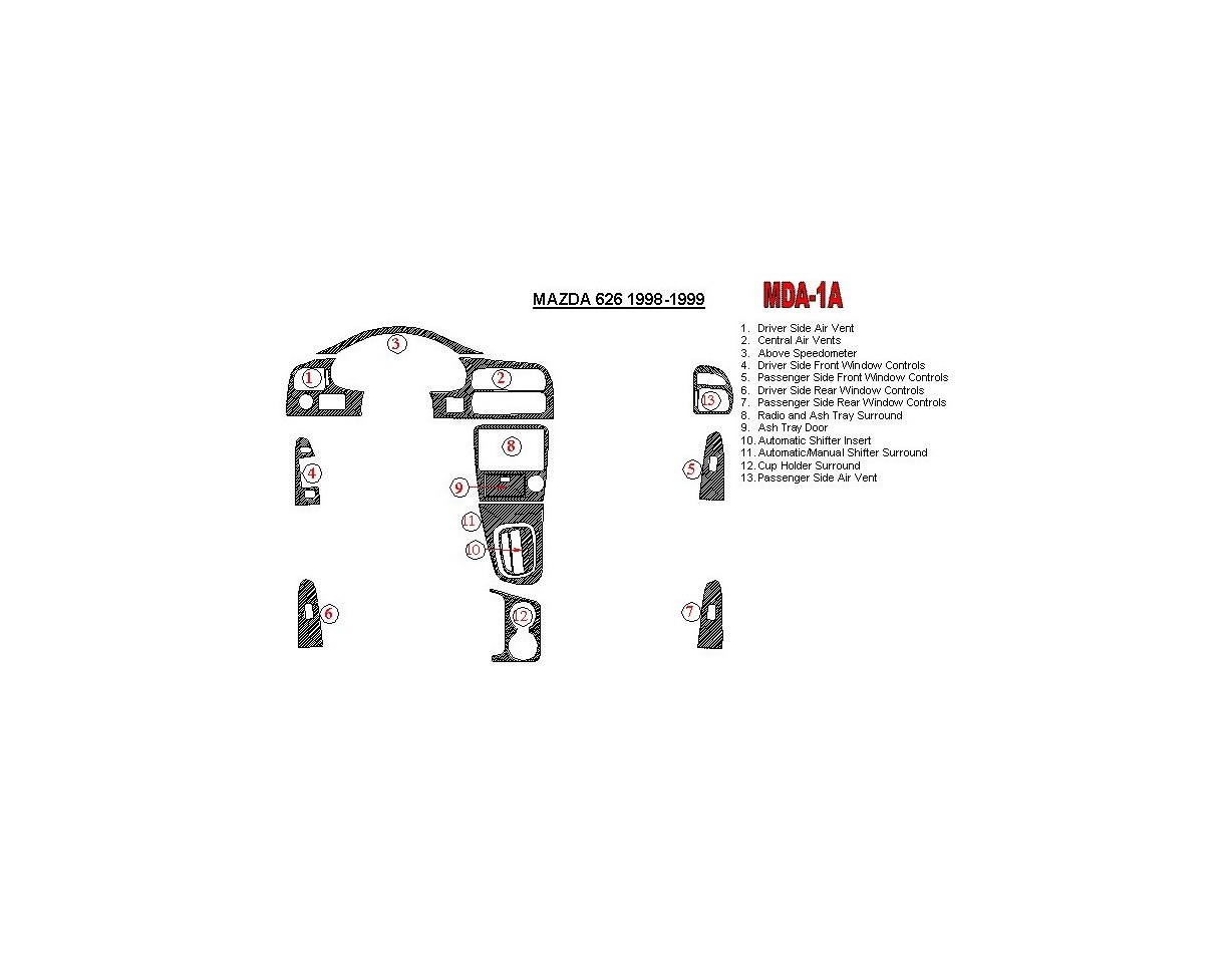 Mazda 626 1998-1999 Full Set Interior BD Dash Trim Kit