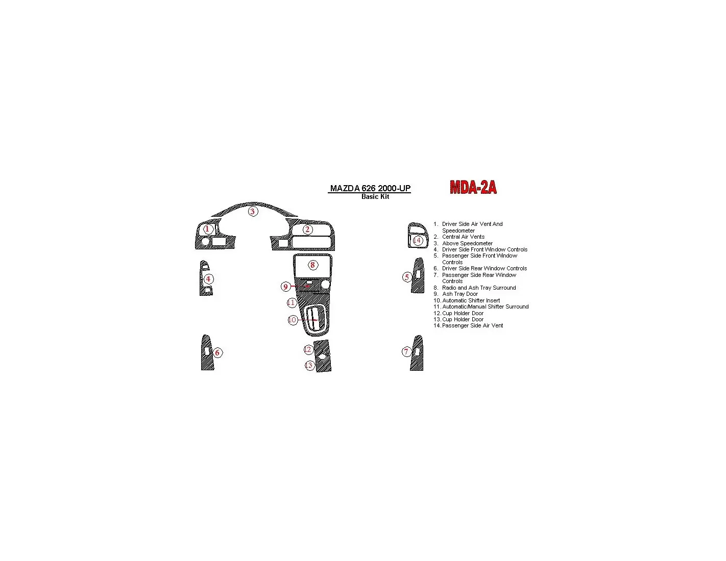 Mazda 626 2000-UP Basic Set Decor de carlinga su interior