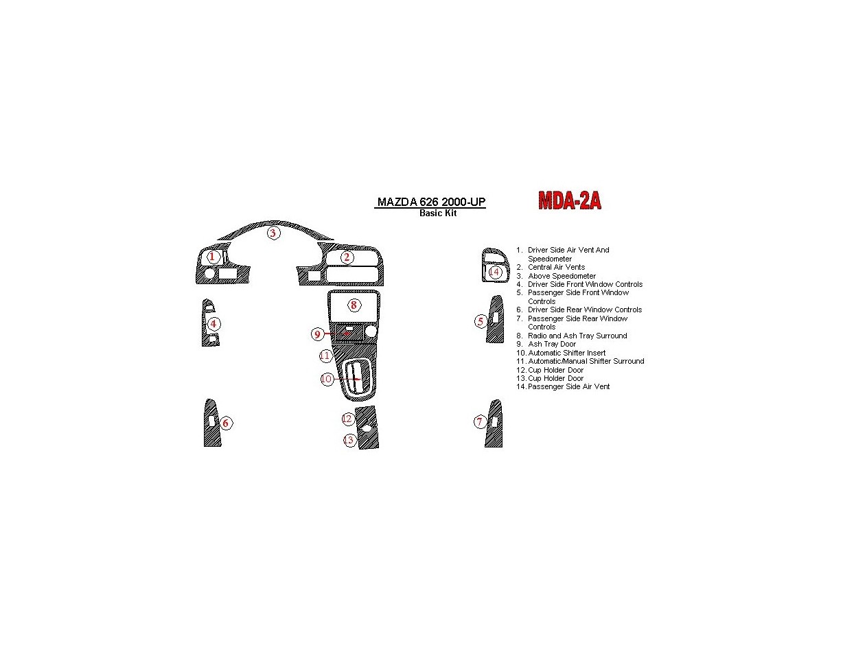 Mazda 626 2000-UP Basic Set Interior BD Dash Trim Kit