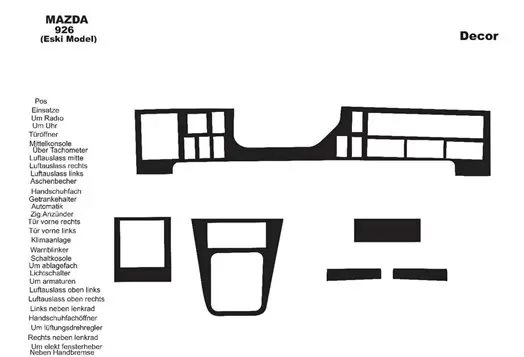 Mazda 926 01.1994 3M 3D Interior Dashboard Trim Kit Dash Trim Dekor 6-Parts