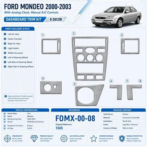 Ford Mondeo 2000-2003 3D Cockpit Dekor Interieurleisten Set 8-teilig
