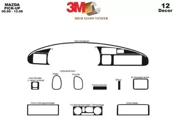 Mazda BT50 Pick-Up 06.99-12.06 3D Decor de carlinga su interior del coche 12-Partes