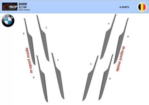 BMW X1 F48 ab 2015 3D Interior Dashboard Trim Kit Dash Trim Dekor 4-Parts