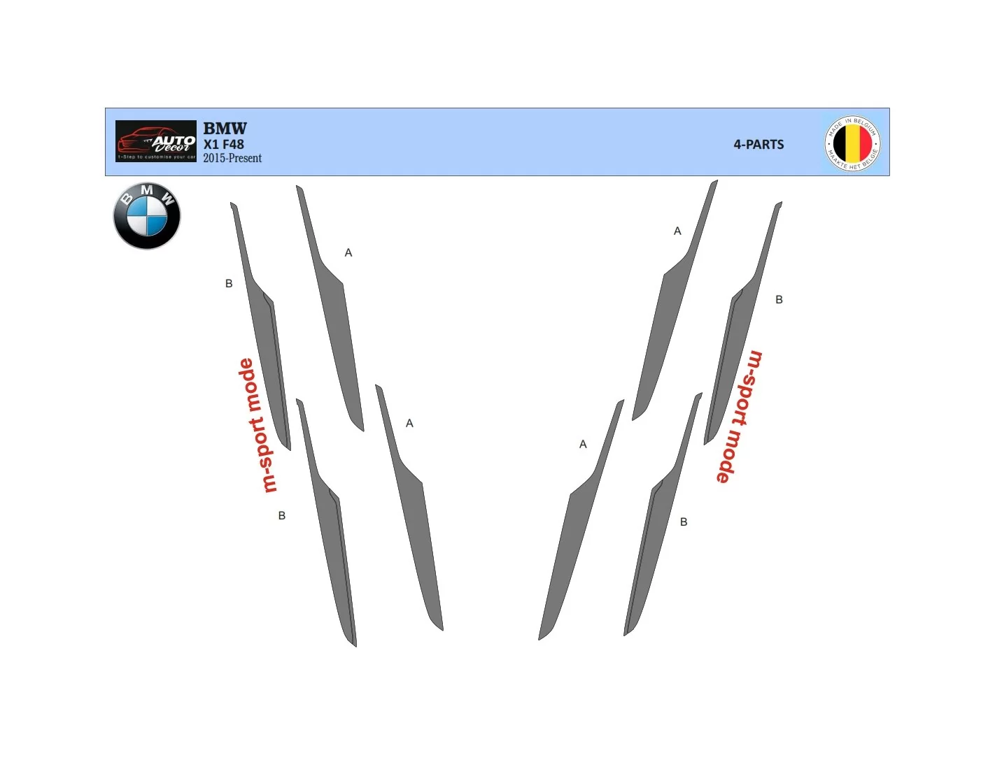 BMW X1 F48 ab 2015 3D Decor de carlinga su interior del coche 4-Partes