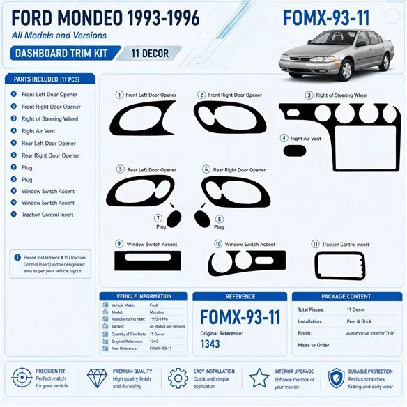 Ford Mondeo 1993-1996 3D Cockpit Dekor Interieurleisten Set 11-teilig