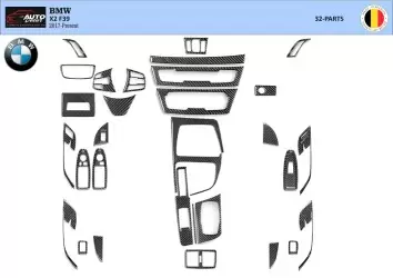 BMW X2 F39 From 2019 3D Interior Dashboard Trim Kit Dash Trim Dekor 32-Parts