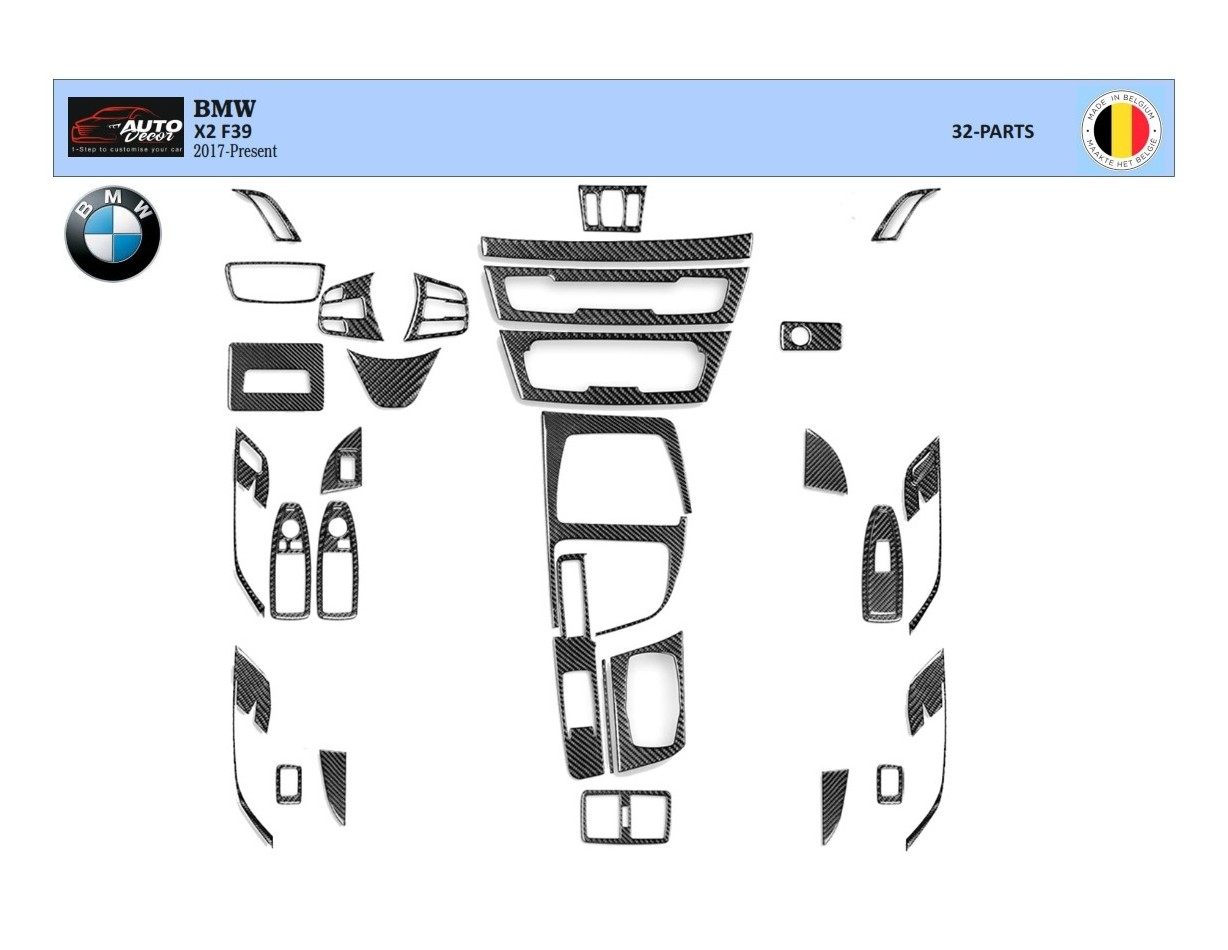 BMW X2 F39 From 2019 3D Interior Dashboard Trim Kit Dash Trim Dekor 32-Parts