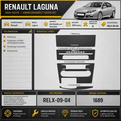 Renault Laguna 2009+ 3D dashboard sierlijstset, 4 delen 2