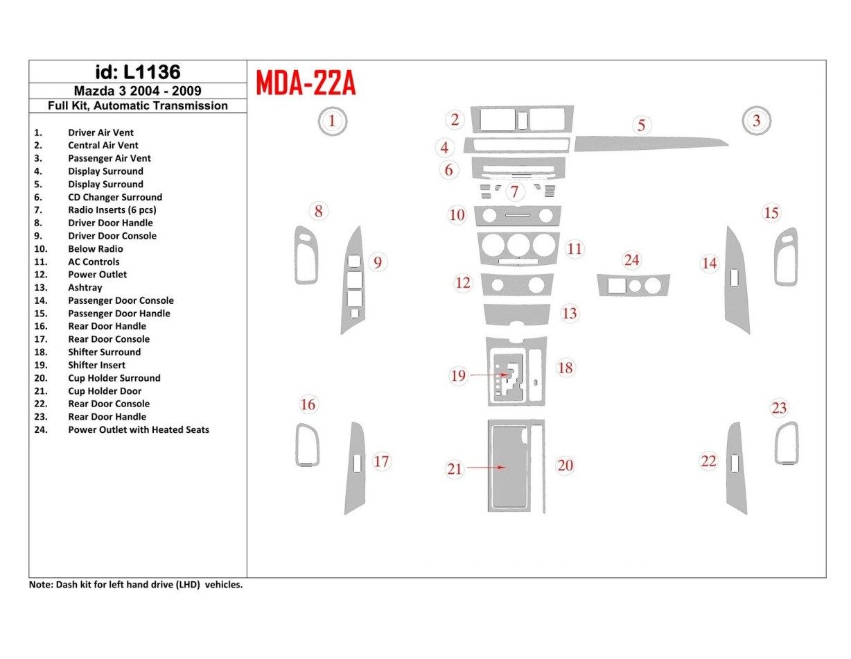 Mazda Mazda3 2004-2009 Automatic Gear, With NAVI Decor de carlinga su interior