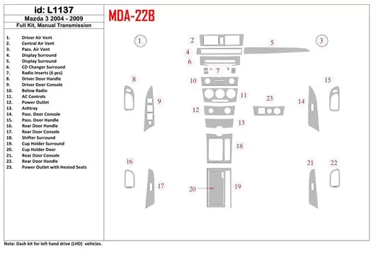 Mazda Mazda3 2004-2009 Manual Gear Box, With NAVI BD innenausstattung armaturendekor cockpit dekor - 1- Cockpit Dekor Innenraum