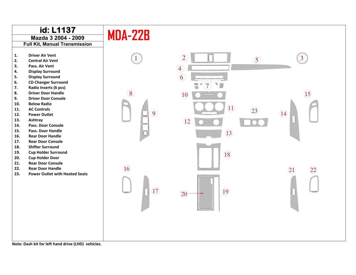 Mazda Mazda3 2004-2009 Manual Gear Box, With NAVI Decor de carlinga su interior